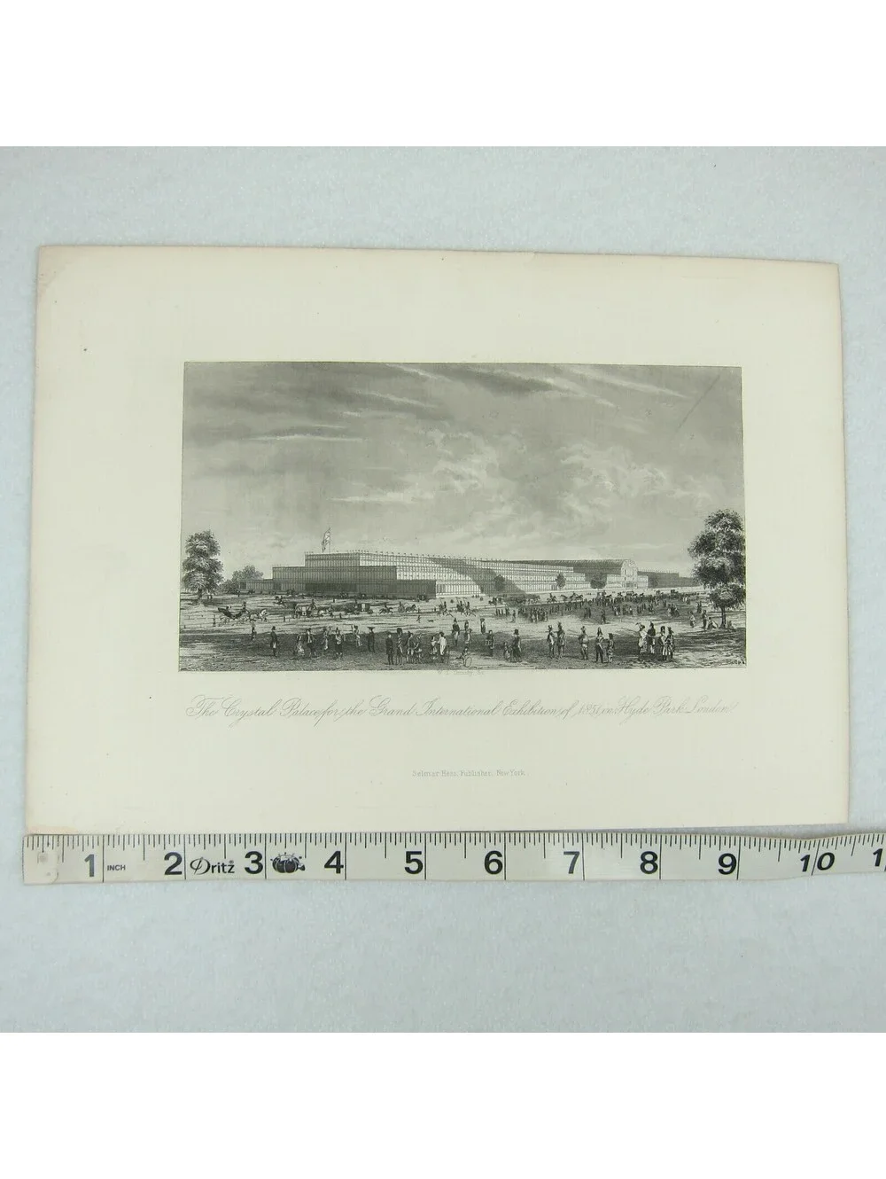 Antique 1851 Engraving Print Crystal Palace Grand International Exhibition RARE